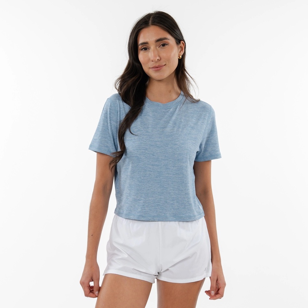 Rhoback Blue Short Sleeve Cropped Relaxed T-Shirt